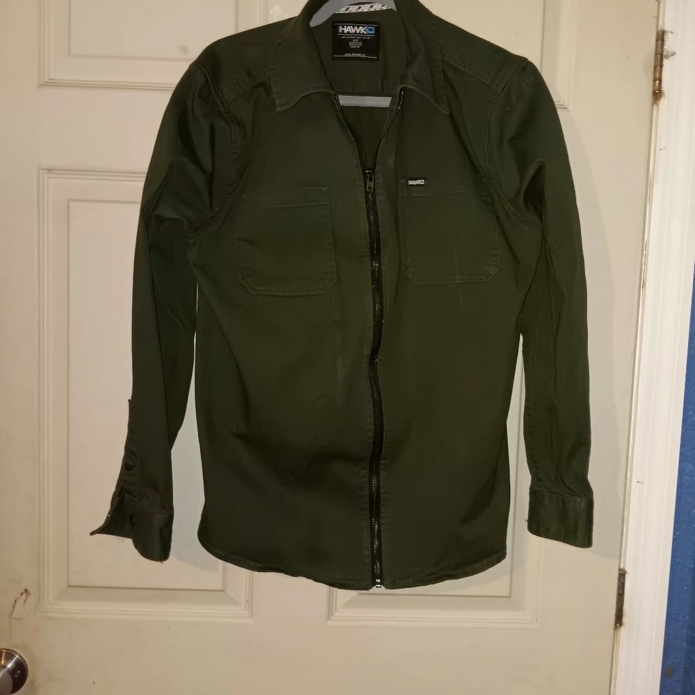 Tony Hawk Men's Skateboard Military-Style Zip Jacket in Olive Sz L